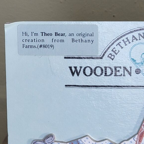Bethany Farms Wooden Paper Doll Theo Bear New on card - Picture 3 of 10